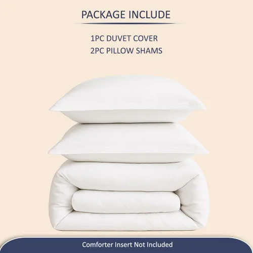 Miniatura 5 de eBeddy Linens - Juego de funda de edredón tamaño individual/individual XL de 68x90 pulgadas, 3 piezas certificadas de algodón egipcio suave y ligero