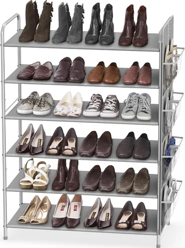 Miniatura 8 de Simple Houseware Organizador de almacenamiento para zapatos de 6 niveles con bolsa lateral para colgar, bronce