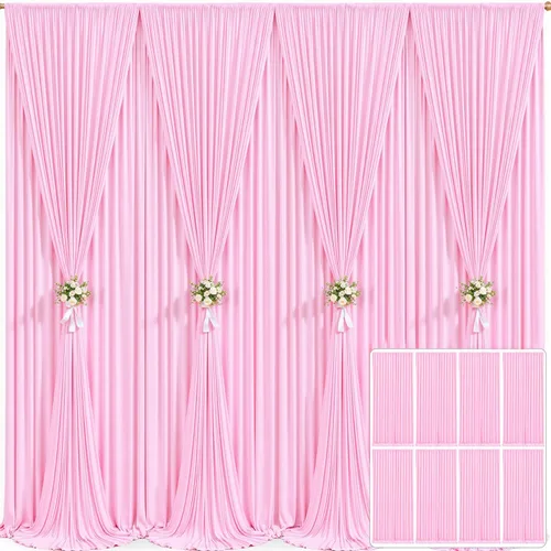 Miniatura 40 de Cortina de fondo beige de 10x10 para bodas y fiestas, cortina de fondo beige sin arrugas para fotos, cortinas de fondo para decoración de baby Gris