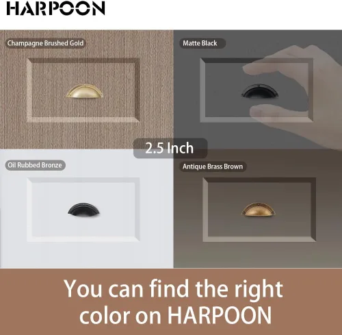 Miniatura 4 de HARPOON Paquete de 10 manijas para gabinetes de cocina de 2.5 pulgadas con agujero central, tiradores para cajones, color dorado champán