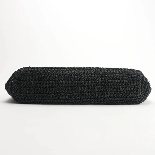Miniatura 5 de QTKJ Bolso de hombro de paja grande suave tejida a mano bolso de playa negro bohemio con asa de paja retro de verano bolso de ratán negro Negro 118x
