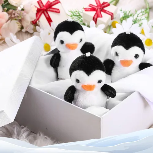 Miniatura 4 de Skylety 8 Piezas Mini Animales de Peluche de Pingüino de 4 Pulgadas a Granel Llaveros de Peluche de Pingüino para Regalos de Favor de Fiesta de Negro