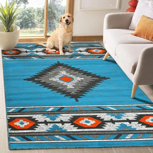 Miniatura 12 de YHSF South West - alfombra nativa americana del suroeste, fácil de limpiar, gruesa, suave y duradera, alfombra tribal inspirada en indios americanos