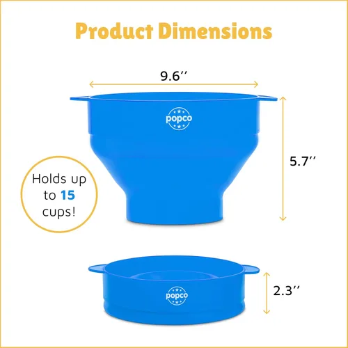 Miniatura 3 de Popco Máquina de palomitas de maíz de silicona, para microondas con asas, cuenco plegable, resistente al calor, fácil de limpiar, ideal para noches