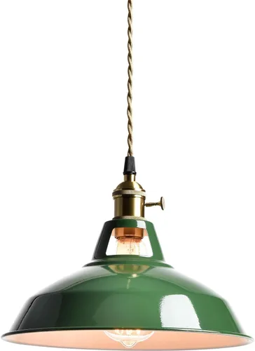 Miniatura 13 de CLAXY Luces Colgantes Industriales Blancas de Metal Estilo Granero con Interruptor E26, Lámpara de Techo Colgante para Cocina, Loft, Bar, Vestíbulo