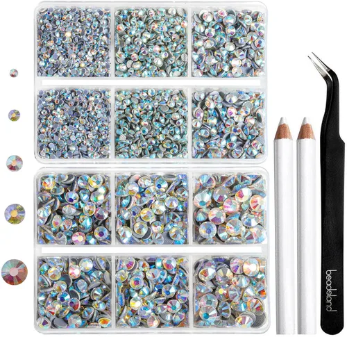 Miniatura 12 de 6736 piezas de diamantes de imitación Hotfix con parte trasera plana, diamantes de imitación rosa para manualidades y ropa, 5 tamaños mixtos, kit