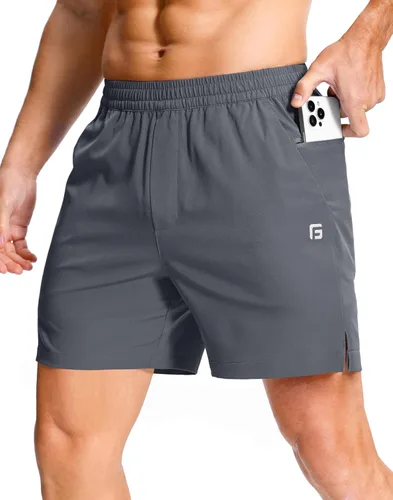 Miniatura 49 de GGJ Pantalones cortos deportivos ligeros para hombre con 2 bolsillos con cremallera de 7/5/9 pulgadas, pantalones cortos de tenis de secado rápido