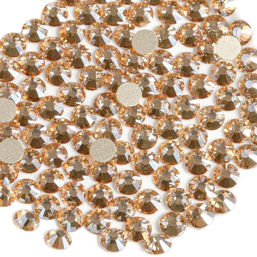 Miniatura 38 de Beadsland 1440 diamantes de imitación de cristal con parte trasera plana, gemas redondas, ámbar, SS3, 0.047-0.055 in