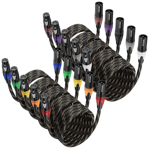 Miniatura 10 de Cables XLR - Paquete de 6 cables XLR trenzados de nailon trenzado y cable de micrófono equilibrado para micrófonos, mezcladores y altavoces