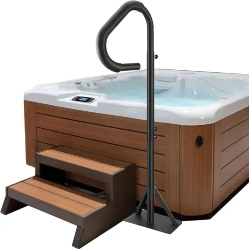 VEVOR Pasamanos para Bañera de Hidromasaje, Pasamanos Lateral para Spa Giratorio 360° con Altura Ajustable de 48"-63", Barandilla de Aluminio
