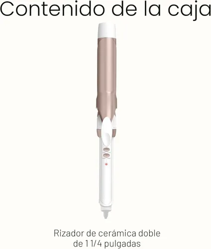 Miniatura 10 de Conair Rizador de cerámica doble de 1 ¼ pulgada, barril de 1 ¼ pulgada crea rizos sueltos, rizador de pelo para uso en cabello medio y largo