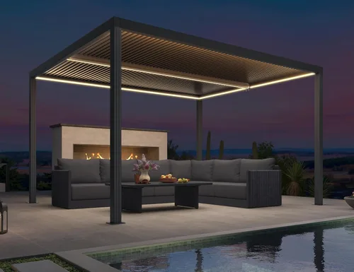 Miniatura 52 de PURPLE LEAF 94AS - Pérgola pequeña de aluminio compacto de 10 x 12 pies con techo rígido con listones ajustables para patio, cubierta de terraza