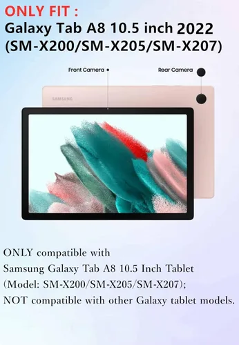 Miniatura 2 de Funda de teclado para Galaxy Tab A8 de 10.5 pulgadas, modelo 2022 SM-X200/X205/X207, linda llave redonda, teclado de color, inalámbrico, Púrpura