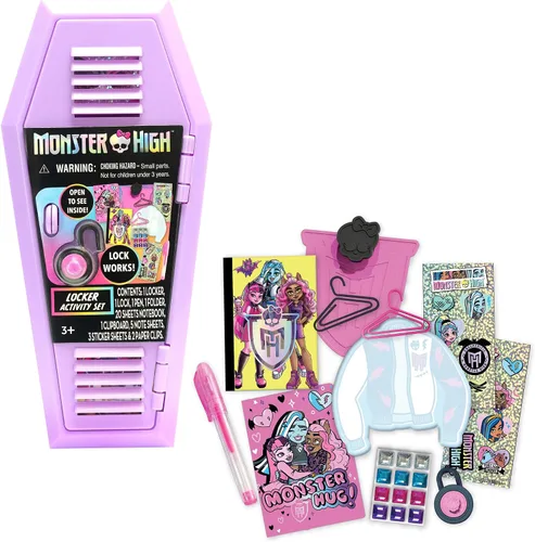 Miniatura 7 de Tara Toy Monster High: Design Activity Locker - Doodle & Decorate, estuche de almacenamiento en forma de ataúd de lavanda con bloqueo, mini