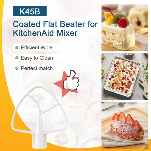 Miniatura 2 de Batidor plano recubierto K45B para mezclador KitchenAid, accesorio mezclador de ayuda de cocina, accesorios mezcladores Kitchenaid mezclador