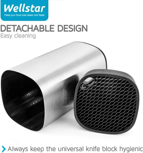 Miniatura 4 de WELLSTAR Soporte universal para cuchillos de acero inoxidable sin cuchillos, ahorro de espacio seguro, gran volumen, almacenamiento estable