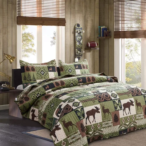 Miniatura 3 de Juego de colchas tamaño king, colcha rústica para cama, cubrecama de colcha king, ropa de cama de cabaña de campo, colcha de retazos, colcha ligera