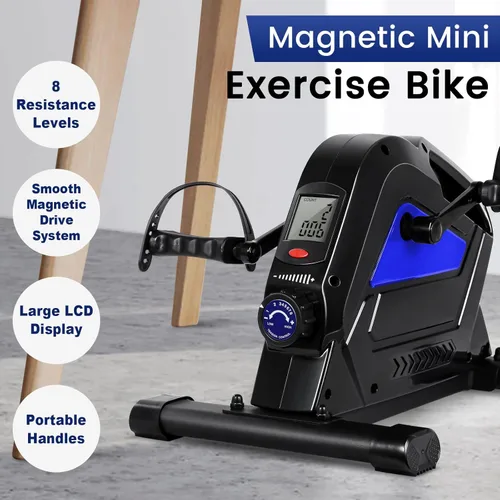 Miniatura 2 de Ejercitador de pedales de bicicleta para debajo del escritorio, mini bicicleta estática del Himaly con resistencia magnética, ciclo de pie portátil