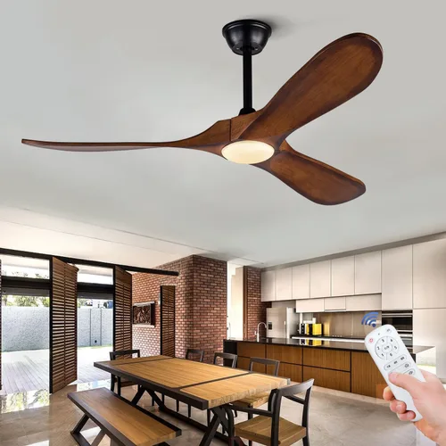 Miniatura 10 de Ventiladores de techo de madera maciza con luces, ventilador de techo moderno de 36 pulgadas con luz y control remoto, motor CC reversible, 6