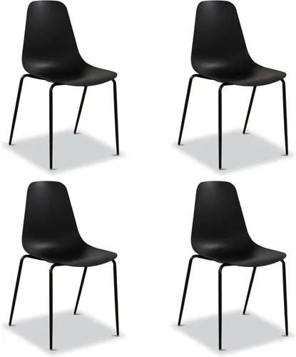 Miniatura 8 de Poly & BARK Isla - Juego de 4 sillas de cocina modernas, sillas de comedor de plástico con patas de metal, montaje rápido, sillas simples de café