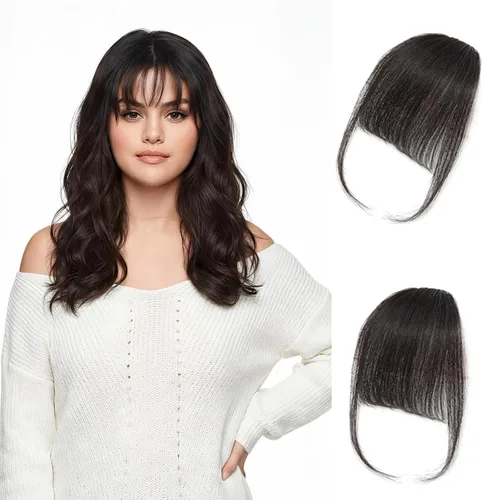 Miniatura 13 de Flequillo con clip de cabello 100 % humano, cortina de adelgazamiento de aire para mujer, plana natural, curvada, delgada, falsa rubio ceniza