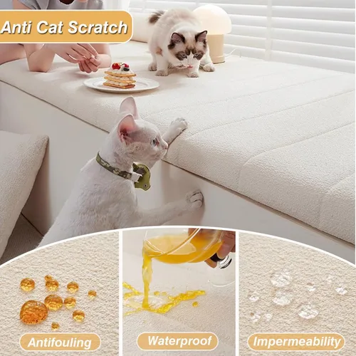 Miniatura 4 de Cojines de asiento de ventana personalizados para interiores,Cojín de ventana de forro polar anti arañazos de gato,Cojín impermeable