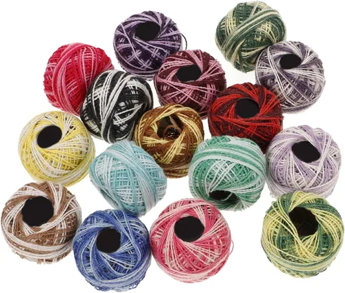 Beavorty - Juego de hilo de bordado de 16 colores para punto de cruz y manualidades de costura de 1.77 pulgadas, madejas multicolor para hacer Un