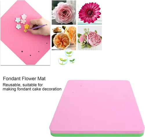 Miniatura 6 de Almohadilla de espuma de fondant, alfombrilla rectangular de esponja de fondant con 5 agujeros para decoración de tartas, hecha personalmente