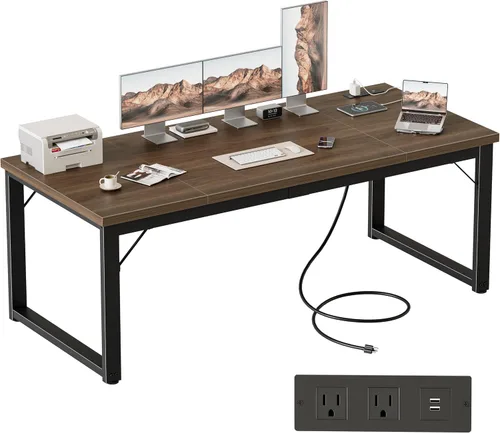 Miniatura 17 de Mericonia Escritorio para computadora de 40 pulgadas, escritorio ejecutivo moderno y grueso, mesa de escritura simple resistente para el hogar, roble