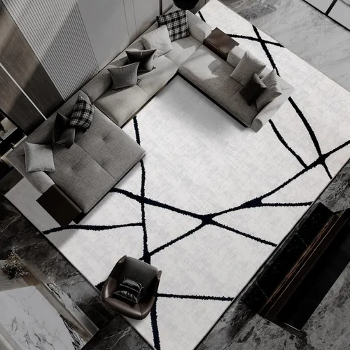 Miniatura 27 de YIHOUSE Alfombra lavable de 5 x 7 pies, moderna abstracta en blanco y negro, antideslizante, para dormitorio, oficina en casa (abstracto, 5 x 7 pies)