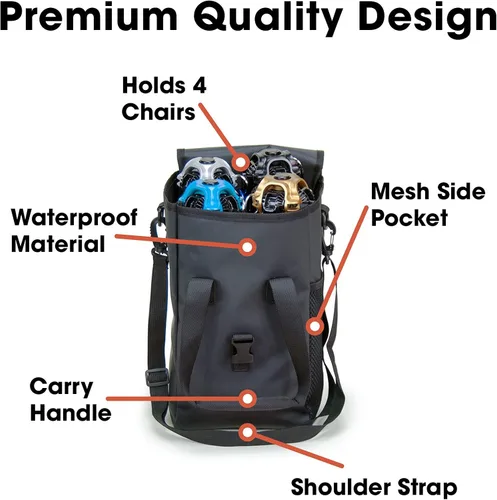 Miniatura 5 de CLIQ Waterproof Chair Bag - Holds 2, 4, and 6 Chairs for Camping and Outdoor Activities Negro