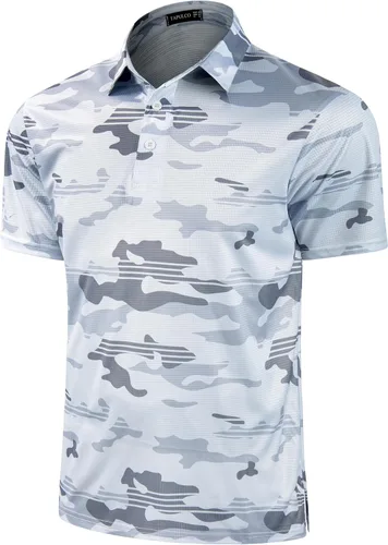Miniatura 174 de TAPULCO Camisetas tipo polo de secado rápido para hombre, diseño de camuflaje, atléticas, ligeras, transpirables, casuales, para golf