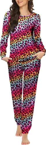 Miniatura 175 de Ekouaer Conjunto de pijama de manga larga para mujer, ropa de dormir suave con cuello redondo y bolsillos