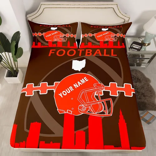 Miniatura 11 de Erosebridal Juego de sábanas bajeras personalizadas de fútbol americano para niños y niñas, juego de cama de jugadores de fútbol, juego de ropa