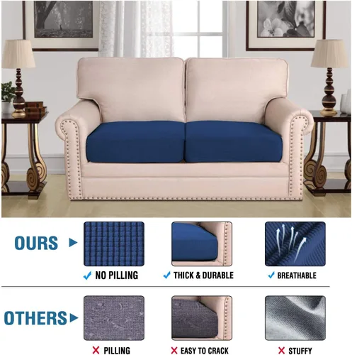 Miniatura 2 de H.VERSAILTEX Fundas de sofá de asiento individual súper elásticas, juegos de fundas de sofá con tela jacquard gruesa texturizada de sarga