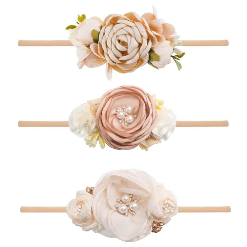 Miniatura 13 de Diadema floral de nailon para bebé, 3 piezas, accesorios para el cabello, regalo para niñas (31#)