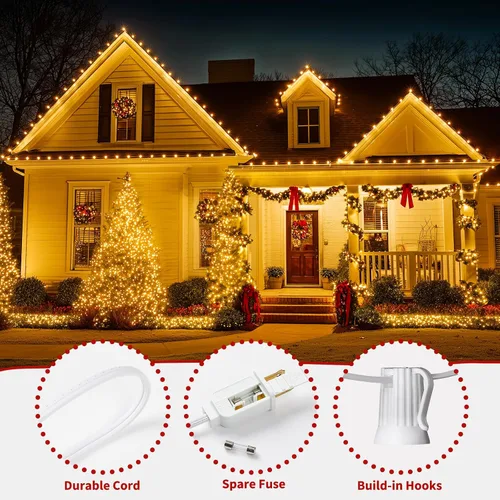Miniatura 4 de Brightown Tira de luces de bombillas C9 de 25 pies para exterior, luces de Navidad blancas para patio, habitación, fiesta navideña, decoración