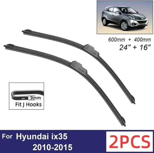 Miniatura 2 de Car Wiper Compatible with Hyundai ix35 2010-2015 Front Wiper Blades Soft Rubber Windscreen Wipers Auto Windshield 24"+16" 600mm + 400mm
