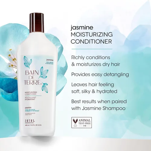 Miniatura 4 de Bain de Terre Champú hidratante de jazmín, lujosa hidratación para cabello seco con aceites de argán y monoi, sin parabenos, seguro