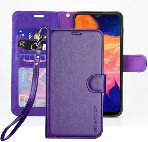 Miniatura 7 de Funda para Galaxy A10E, funda tipo cartera para Galaxy A10E, piel sintética de alta calidad, funda protectora con ranuras para tarjetas y soporte