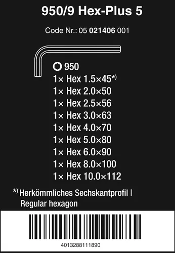 Miniatura 2 de 950/9 SM N HEX LLAVE SET