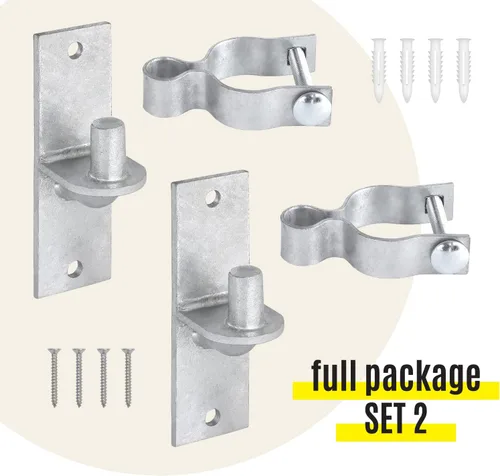 Miniatura 2 de Bisagra de puerta de tubería de montaje en pared resistente Paquete de 2 bisagras de marco de valla de eslabones de cadena, herrajes para puerta