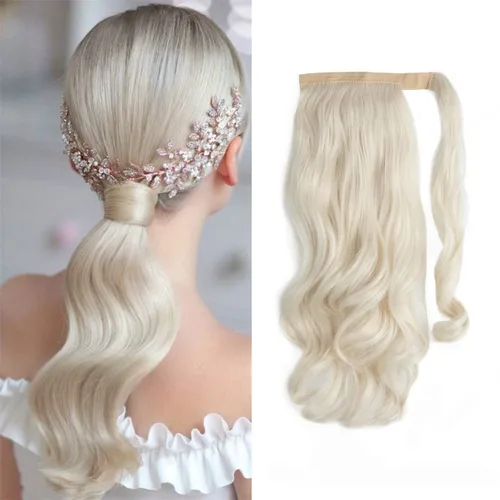 Miniatura 15 de CJL HAIR Extensión de cola de caballo de 18 pulgadas con cabello rizado y ondulado, clip de cola de caballo, peluca sintética falsa para mujeres