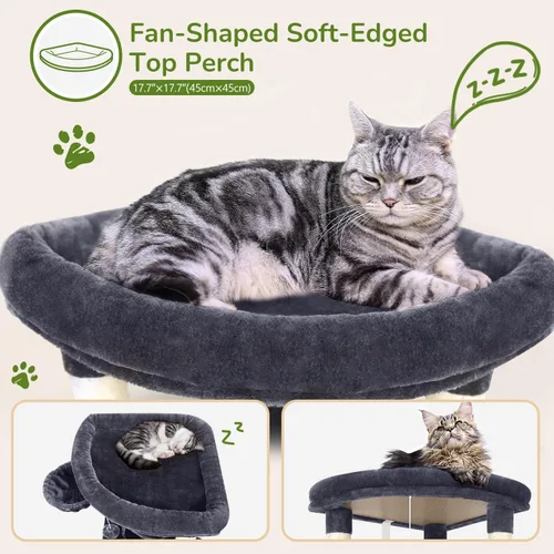 Miniatura 3 de Globlazer Torre esquinera para gatos de interior, torre de condominio de 51 pulgadas para gatos de varios niveles con hamaca grande, 7 postes