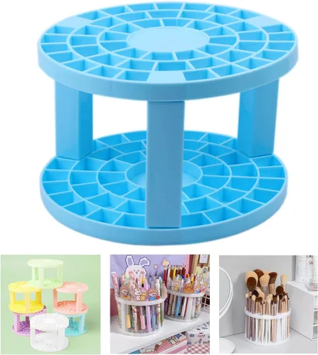 Soporte redondo de plástico para pinceles y organizador de 50 agujeros, organizador de pintura acrílica para manualidades y brochas de maquillaje,