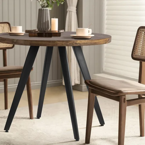 Miniatura 6 de Mesa redonda de comedor, mesa de comedor pequeña para 2, mesa redonda de 31.5", mesa de cocina moderna de mediados de siglo con tablero de veta