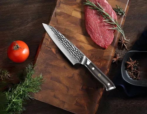 Miniatura 2 de BRODARK Cuchillo de pelar, cuchillo utilitario de Damasco de 5 pulgadas, cuchillo japonés VG10 con núcleo de acero ultra afilado con mango de ébano