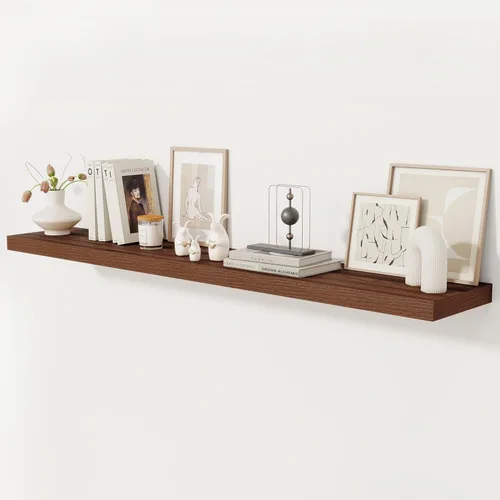 Miniatura 11 de Fun Memories - Estante flotante de 12 pulgadas, estantes de pared de madera rústica para decoración de pared y almacenamiento, estante flotante