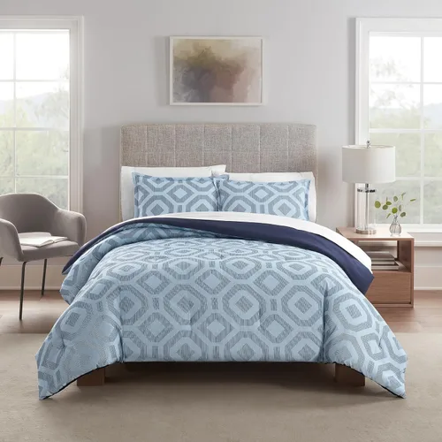 Miniatura 7 de SERTA Simply Clean Skyler - Juego de edredón geométrico suave y moderno de 2 piezas con funda de almohada para todas las estaciones, tamaño Gris