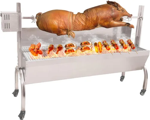 Miniatura 7 de Kit de parrilla eléctrica con rotisserie DESENNIE, capacidad de 46 pulgadas y 132 LBS, motor automático de 50 W de altura ajustable, soporte